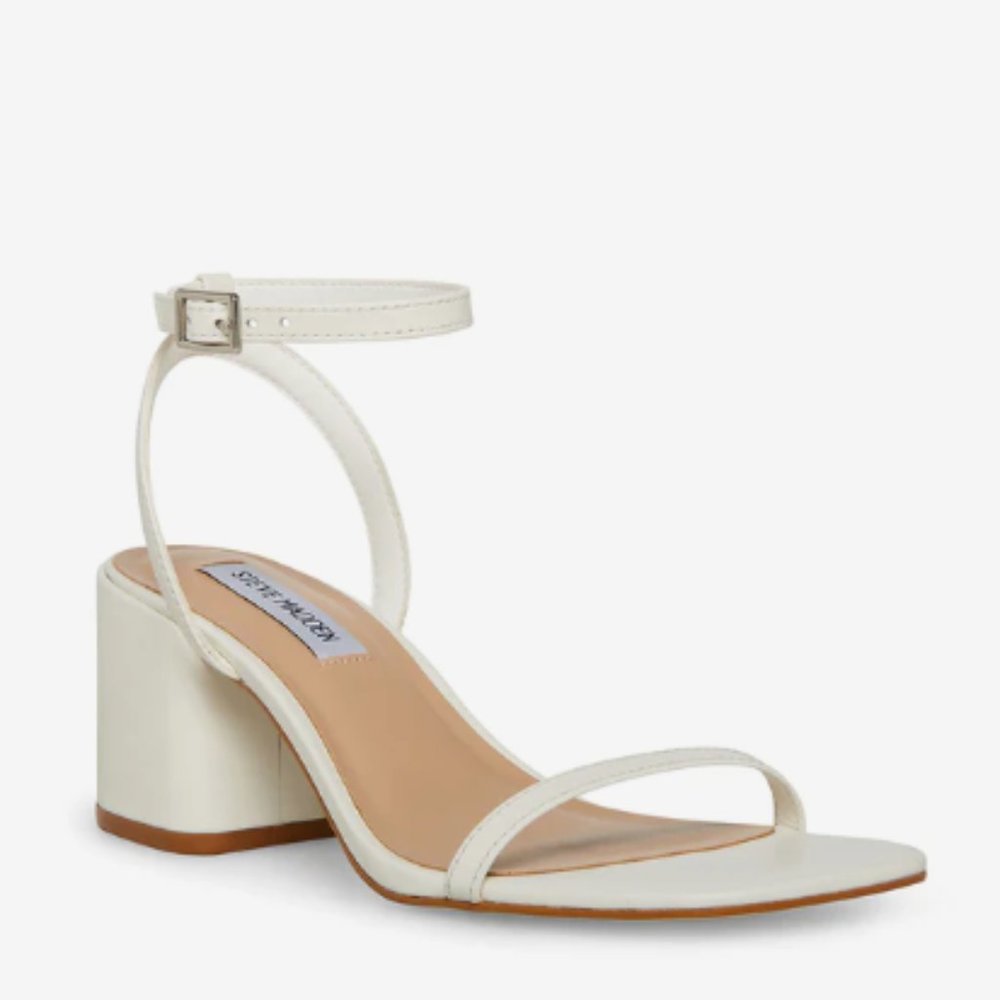 Audrina White Leather block heel size 8